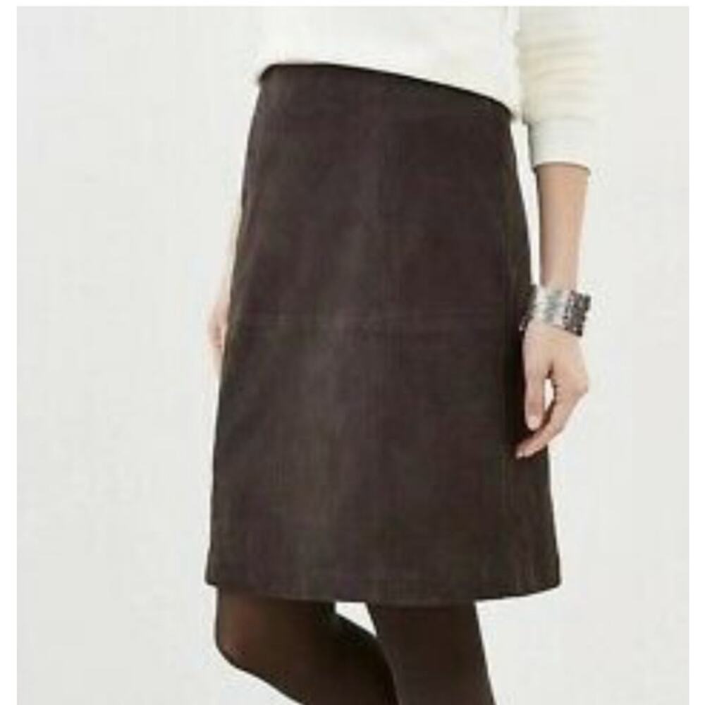 J Jill Faux Suede A-Line Patchwork Skirt Brown Women's 8